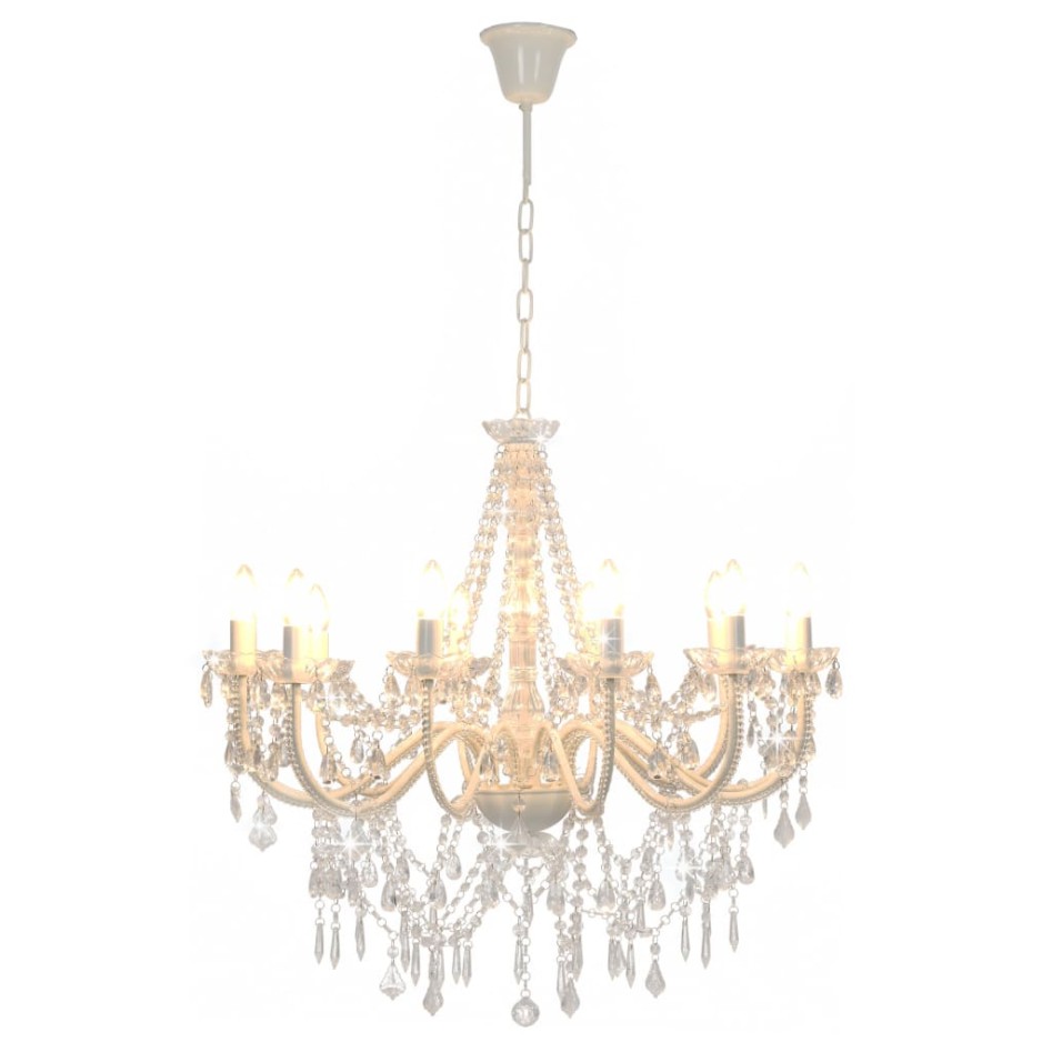 Lámpara de araña con cuentas blanco 12 bombillas