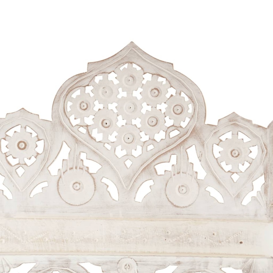 Biombo 5 paneles tallado a mano madera mango blanco 200x165