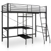 Estructura de litera con mesa de metal negro 90x200 cm