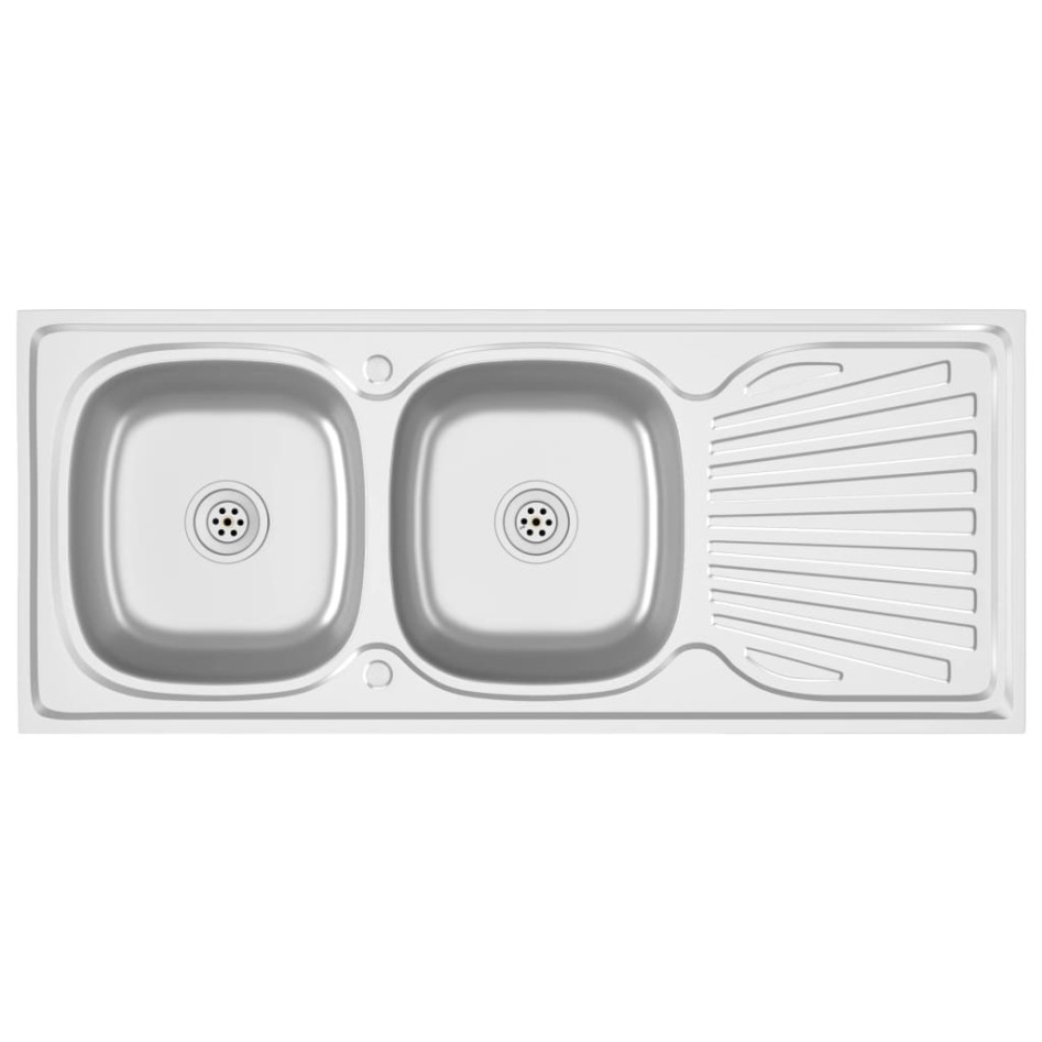 Fregadero de cocina doble seno acero inoxidable 1200x500x155