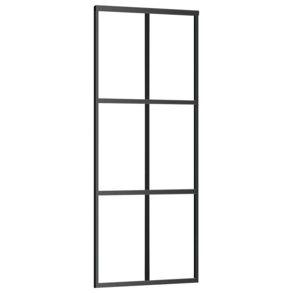 Puerta corredera ESG vidrio y aluminio negra 76x205