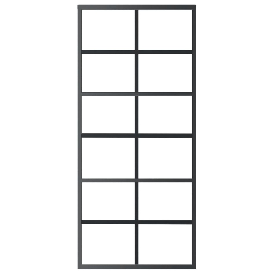 Puerta corredera ESG vidrio y aluminio negra 90x205