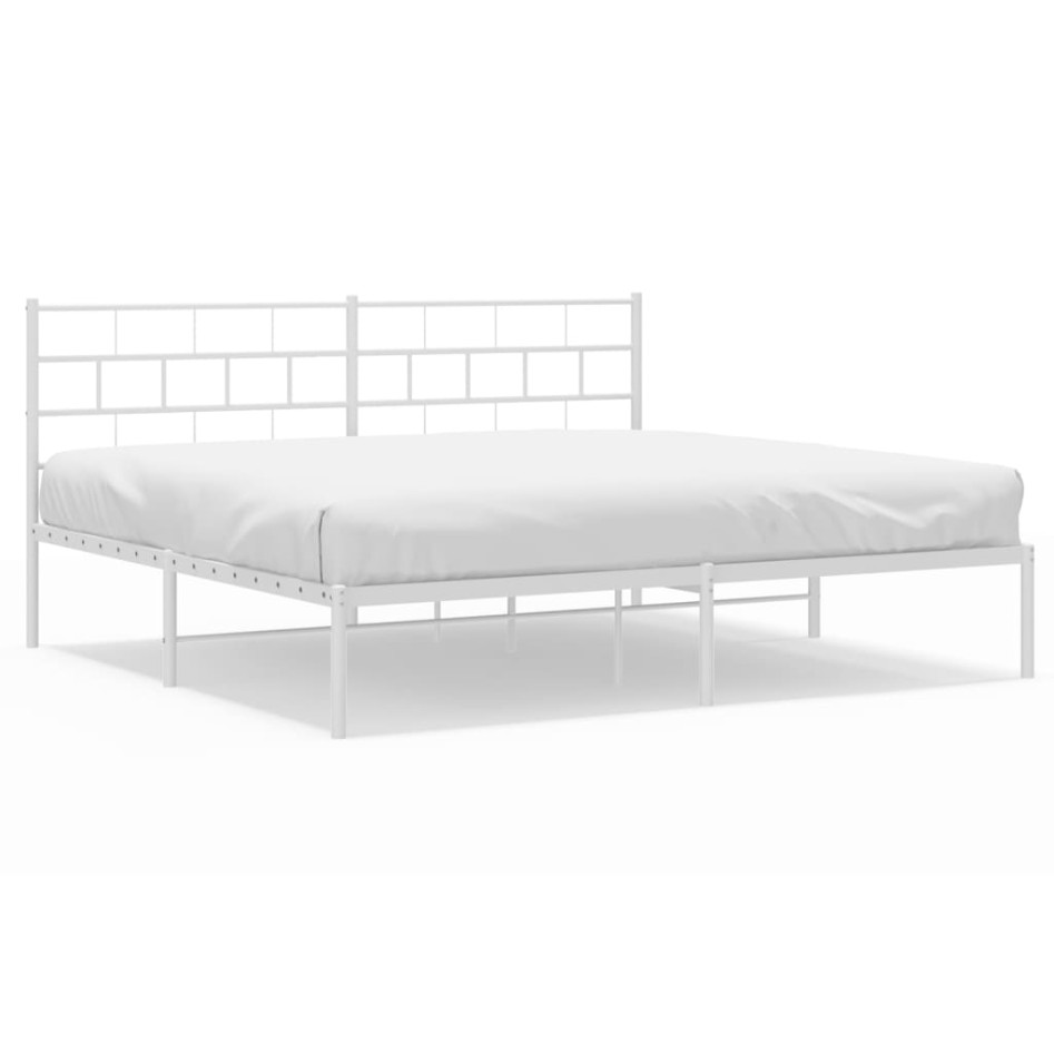 Estructura de cama con cabecero metal blanca 200x200