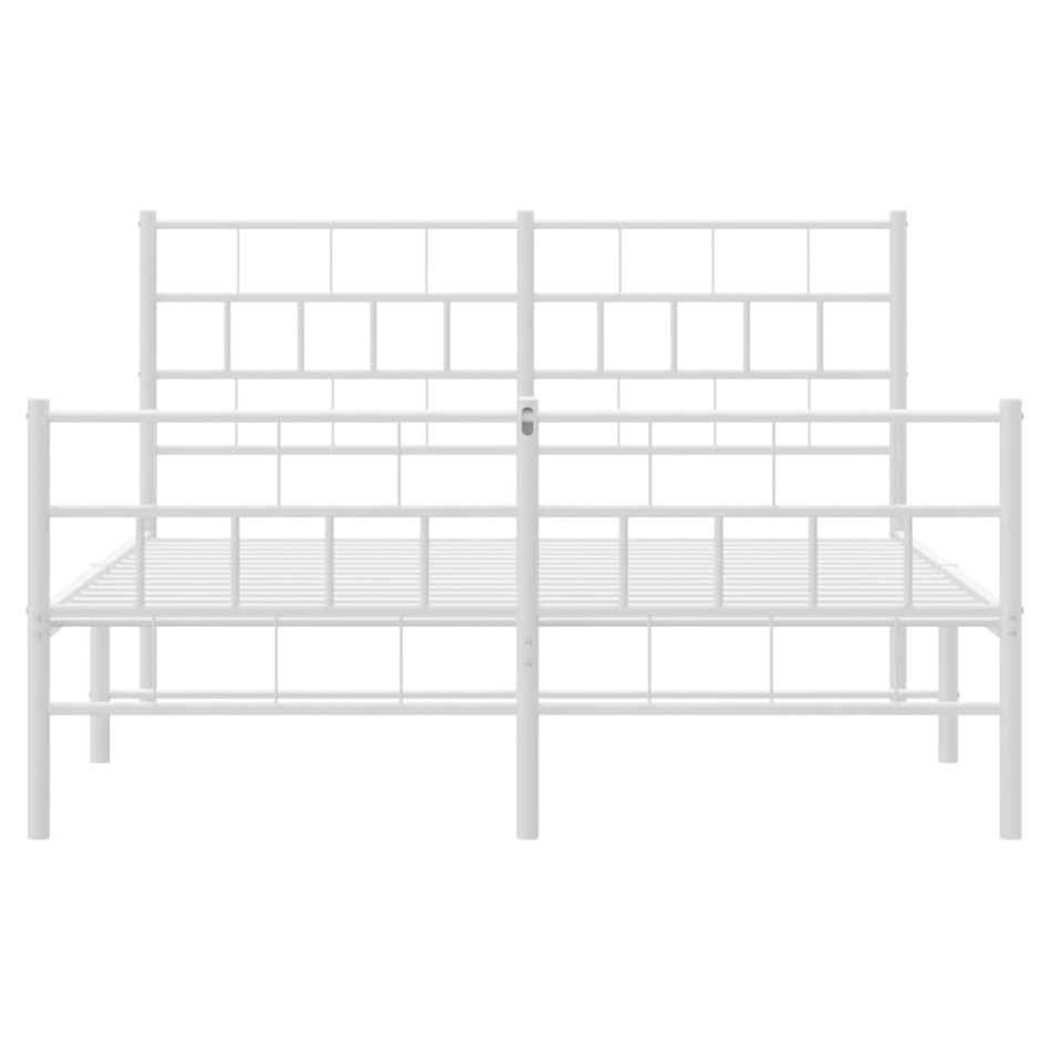 Estructura cama metal con cabecero y estribo blanco 160x200