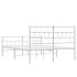Estructura cama metal con cabecero y estribo blanco 160x200