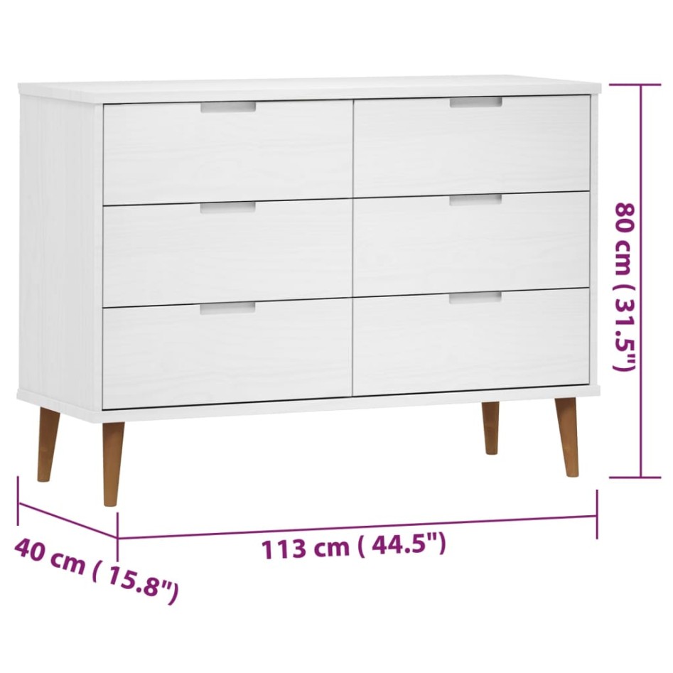 Mesita de noche MOLDE madera maciza de pino blanca 113x40x80