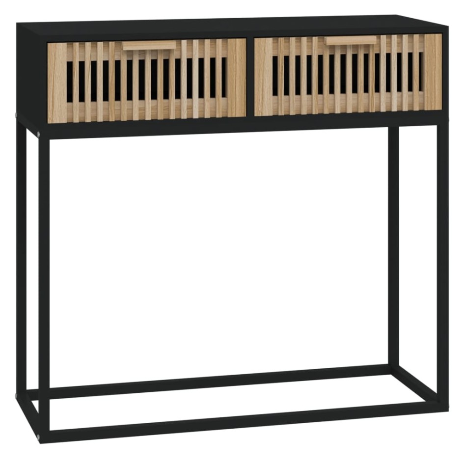 Mesa consola hierro y madera contrachapada negro 80x30x75