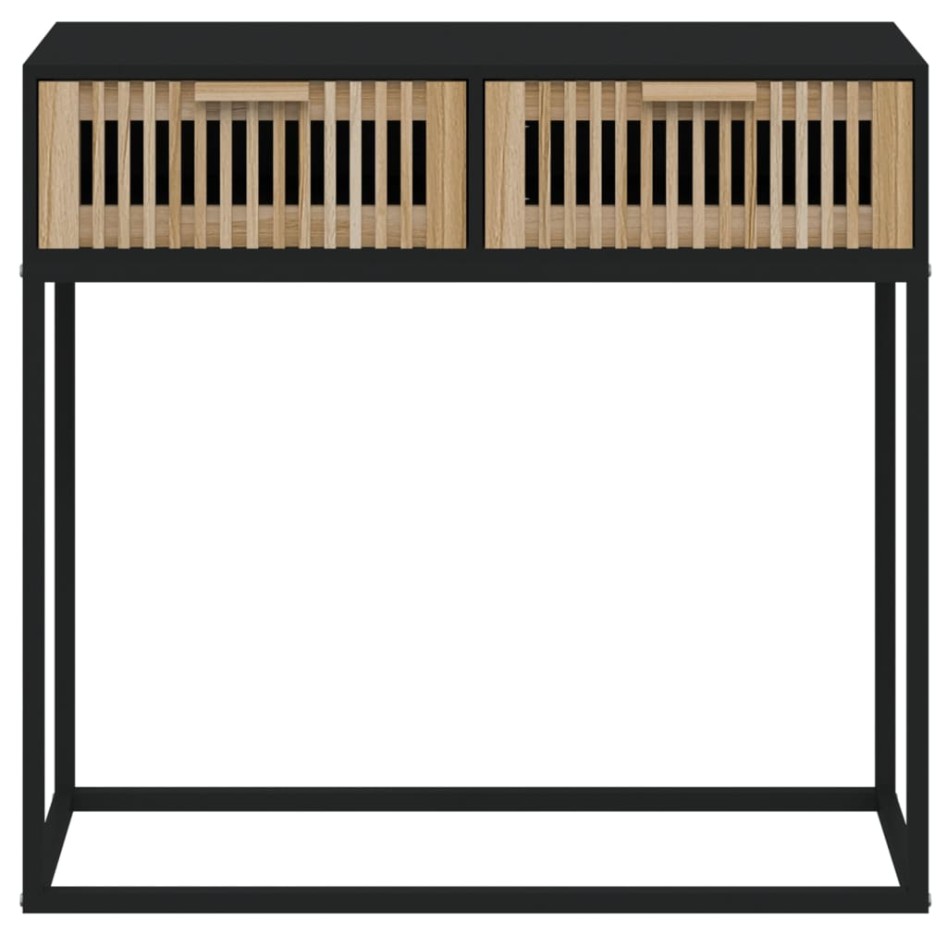 Mesa consola hierro y madera contrachapada negro 80x30x75