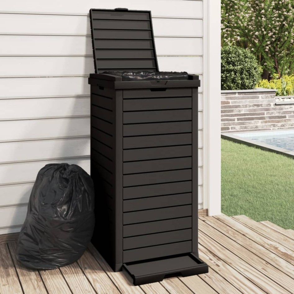 Cubo de basura de exterior polipropileno negro 41x41x86