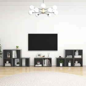 Muebles de salón 8 piezas madera de ingeniería gris