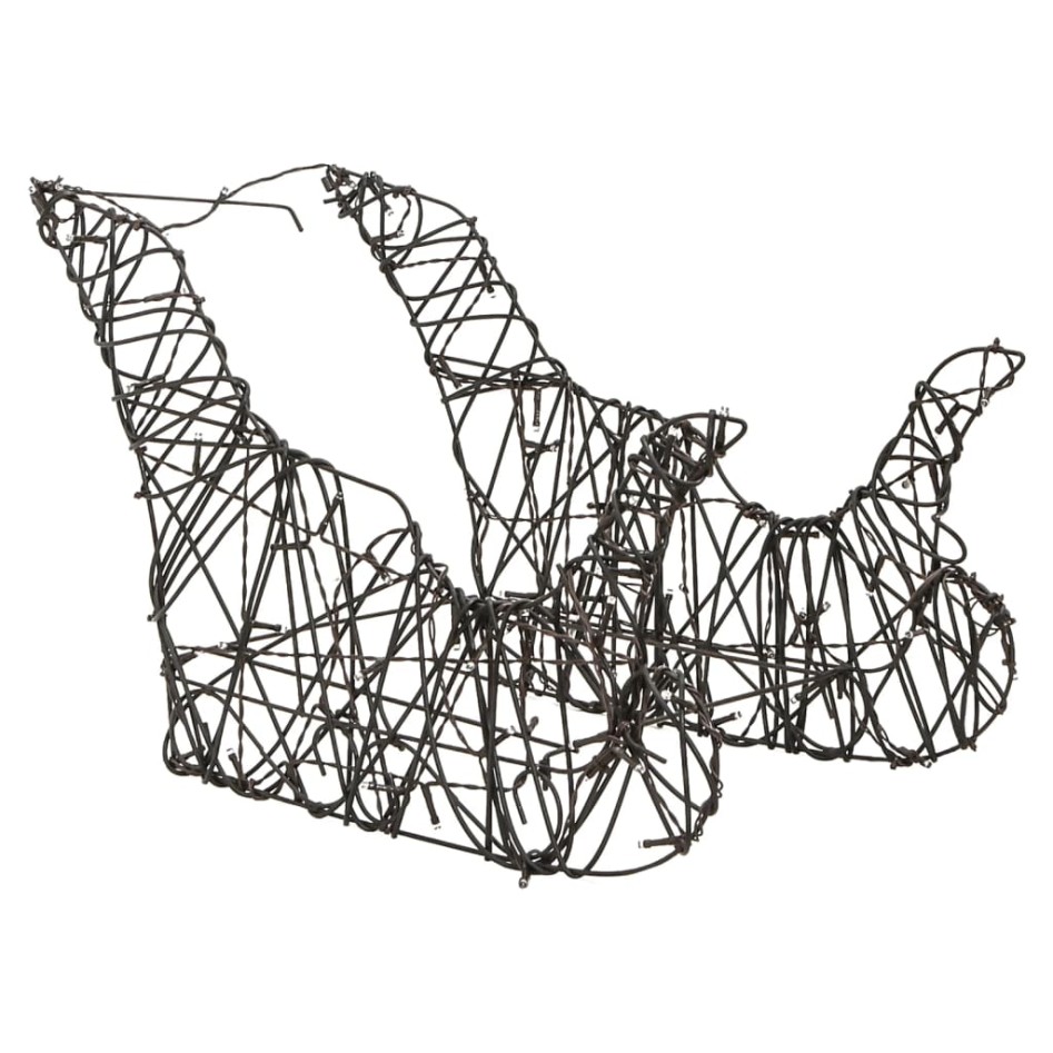 Renos y trineos de Navidad ratán 320 LEDs blanco