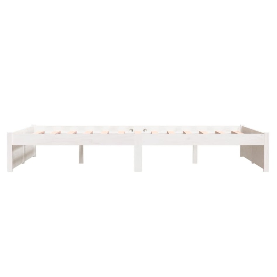 Estructura de cama doble pequeña madera maciza blanca