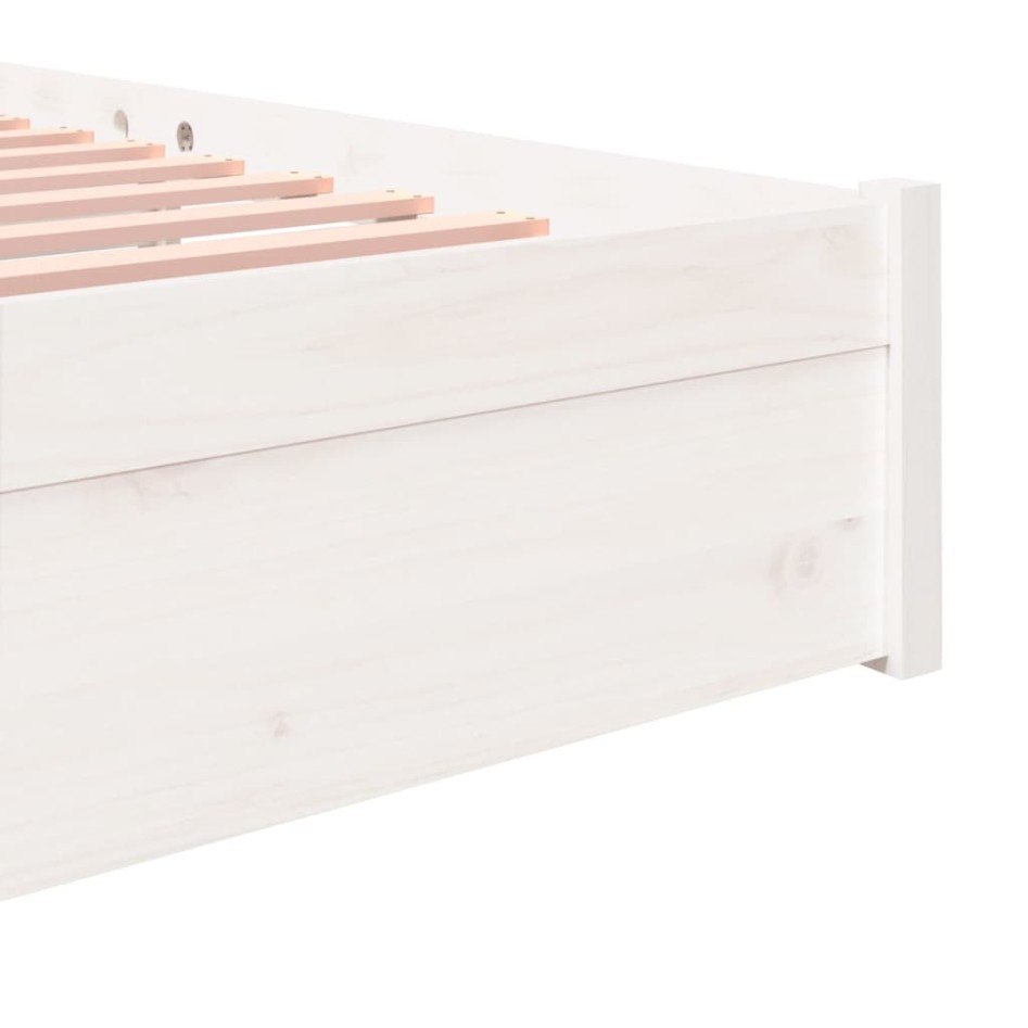 Estructura de cama doble pequeña madera maciza blanca