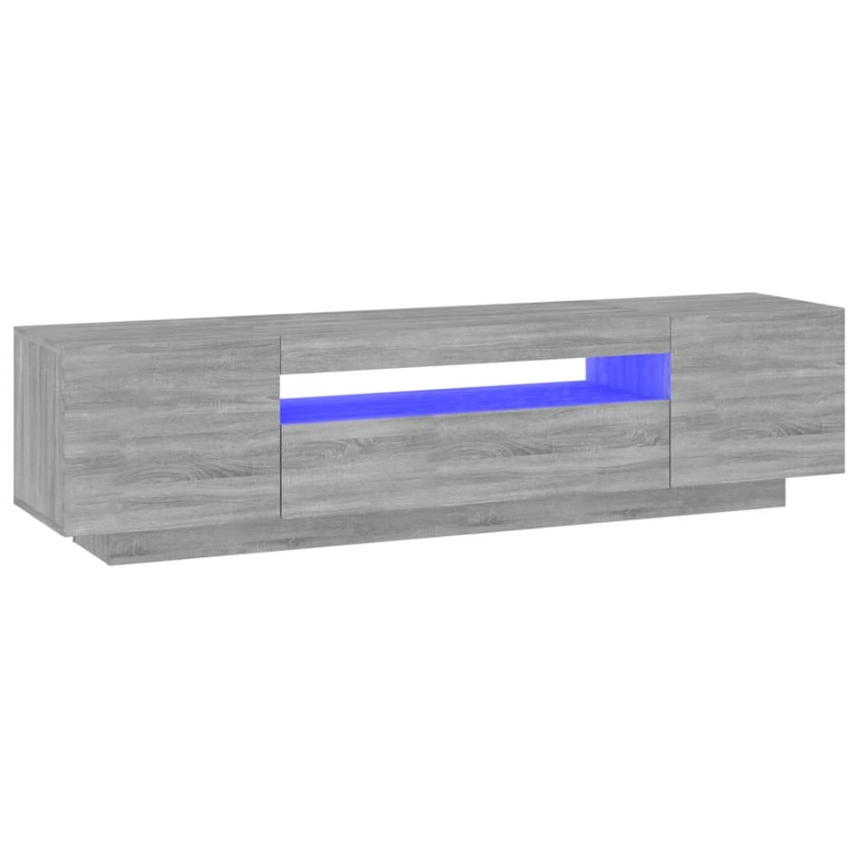 Mueble de TV con luces LED gris Sonoma 160x35x40