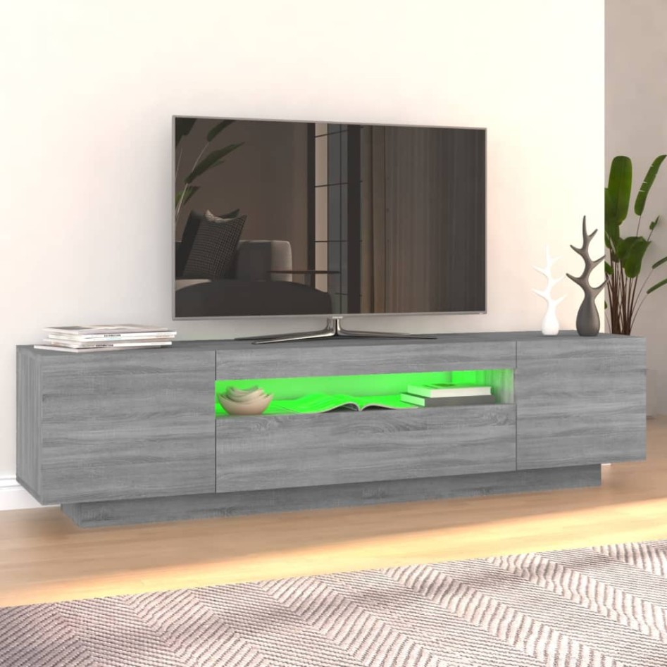 Mueble de TV con luces LED gris Sonoma 160x35x40