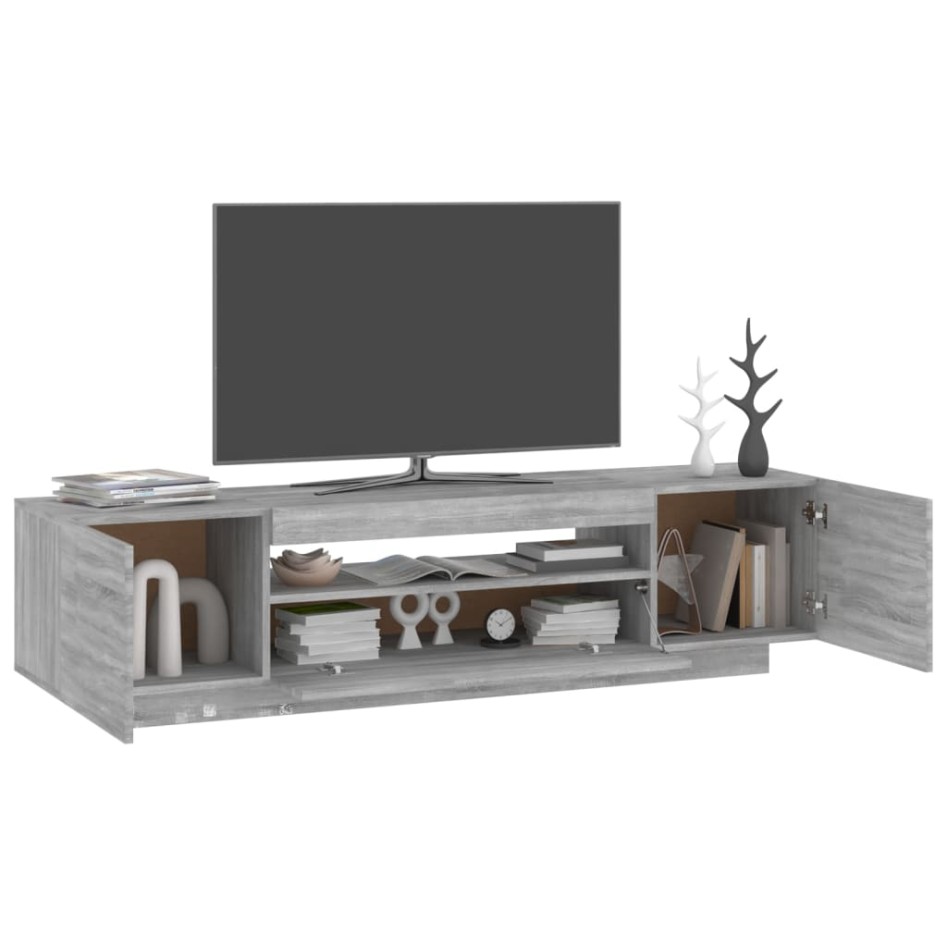 Mueble de TV con luces LED gris Sonoma 160x35x40