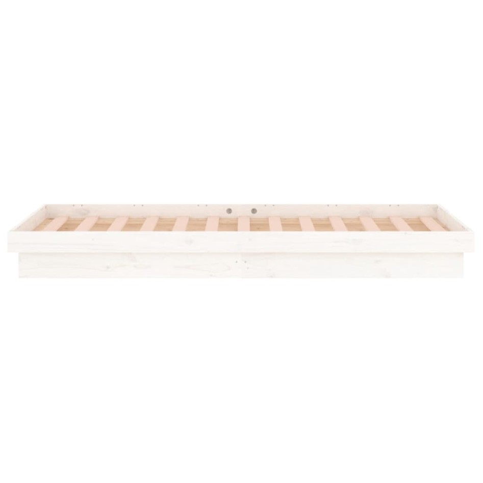 Estructura de cama con LED madera maciza blanca 75x190