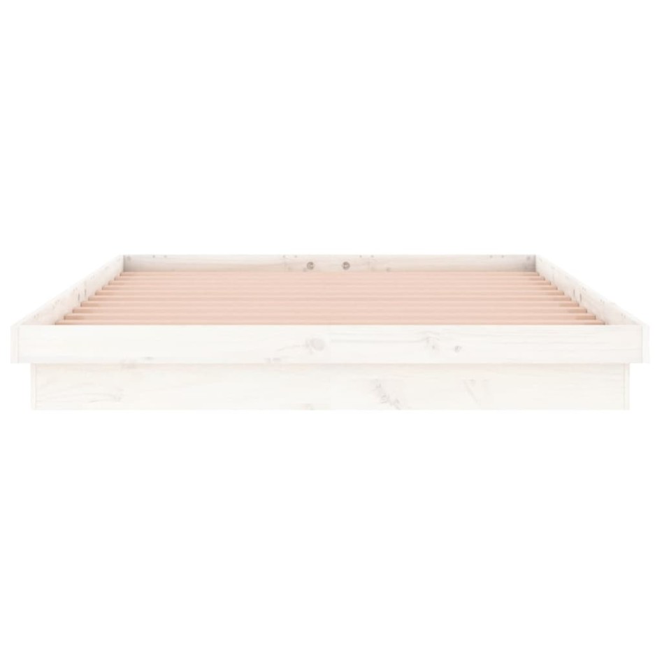 Estructura de cama con LED madera maciza blanca 120x190