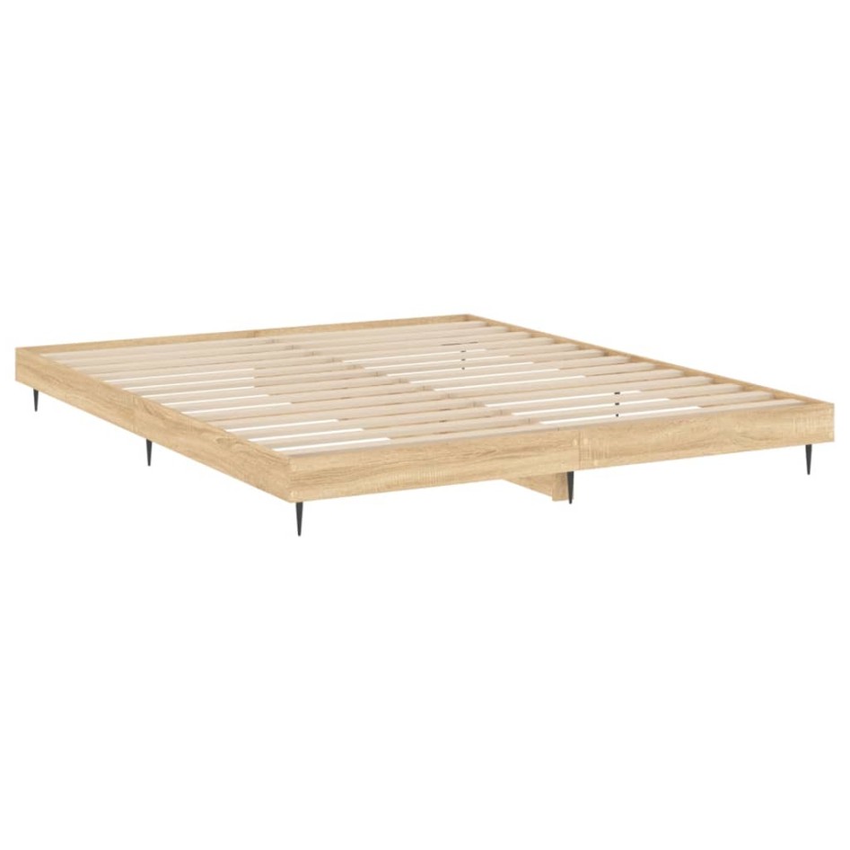 Estructura de cama madera de ingeniería roble Sonoma 160x200