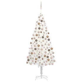 Árbol de Navidad preiluminado con luces y bolas blanco 240