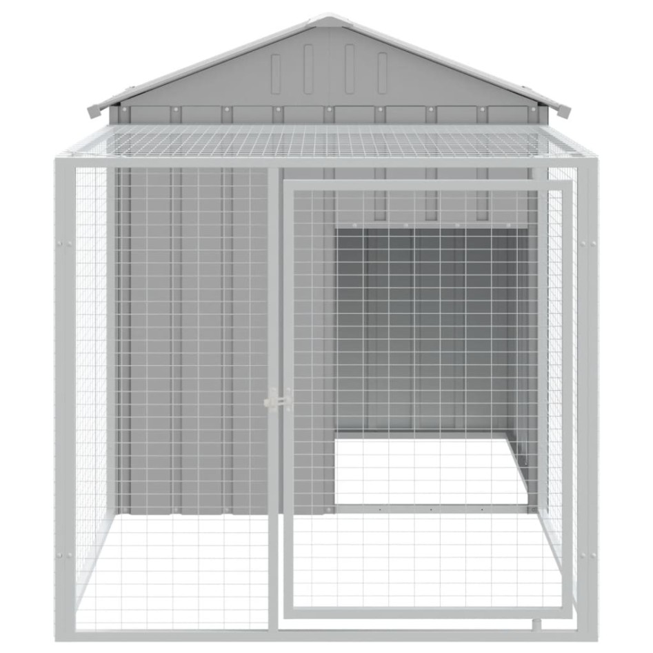 Gallinero con corral acero galvanizado gris claro