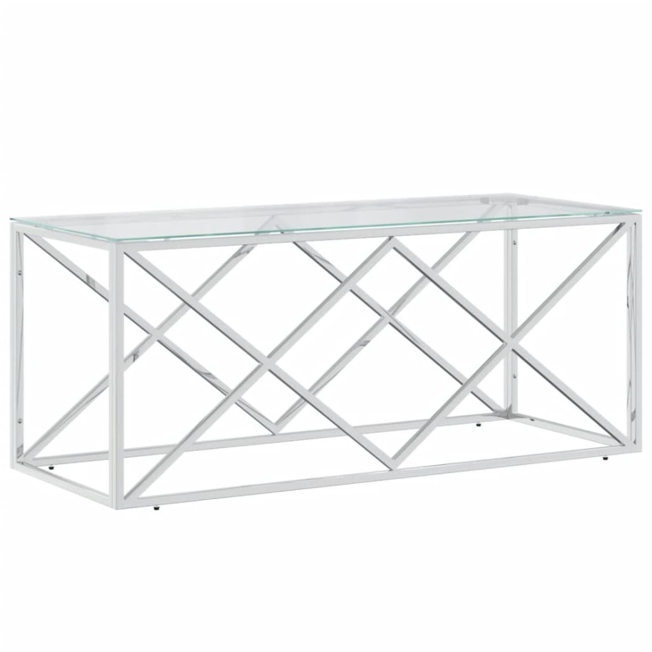 Mesa de centro acero inoxidable y vidrio 110x45x45