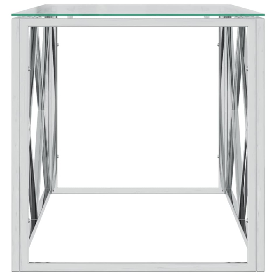 Mesa de centro acero inoxidable y vidrio 110x45x45