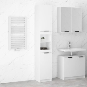 Armario de baño madera contrachapada blanco 32x34x188,5