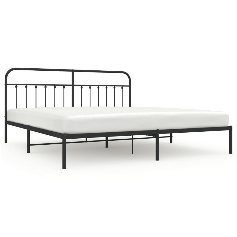 Estructura de cama con cabecero metal negro 193x203