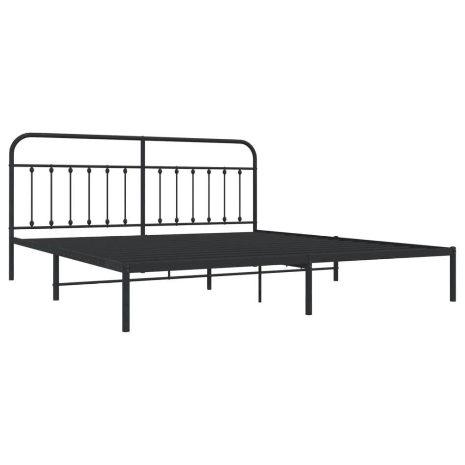 Estructura de cama con cabecero metal negro 193x203