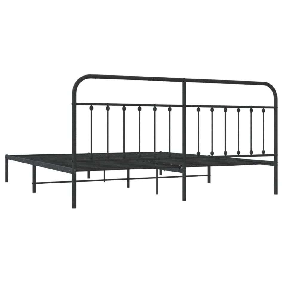 Estructura de cama con cabecero metal negro 193x203