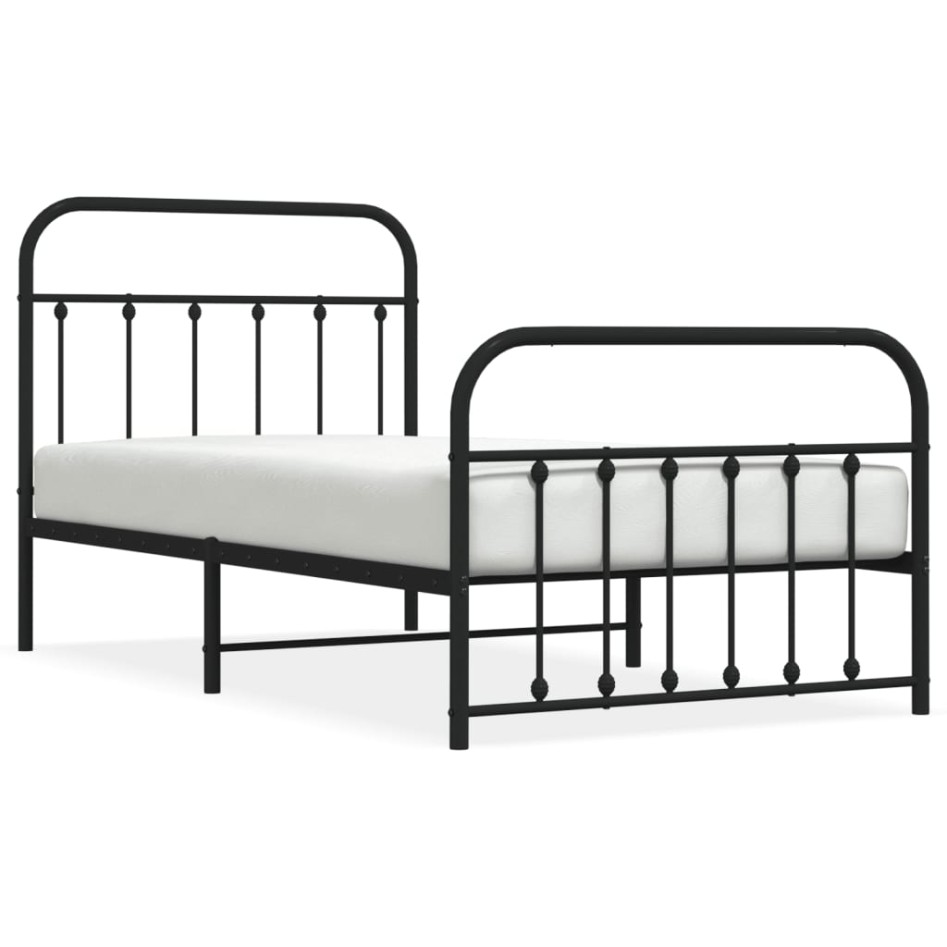 Estructura de cama con cabecero y estribo metal negro