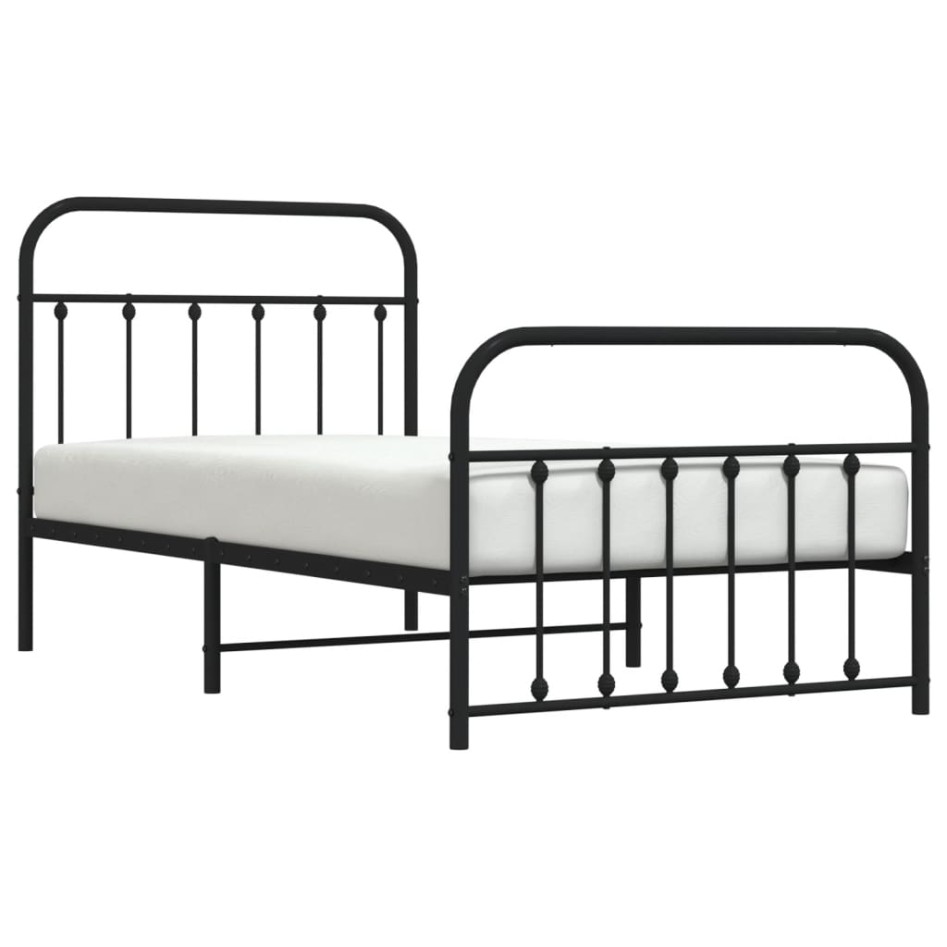 Estructura de cama con cabecero y estribo metal negro