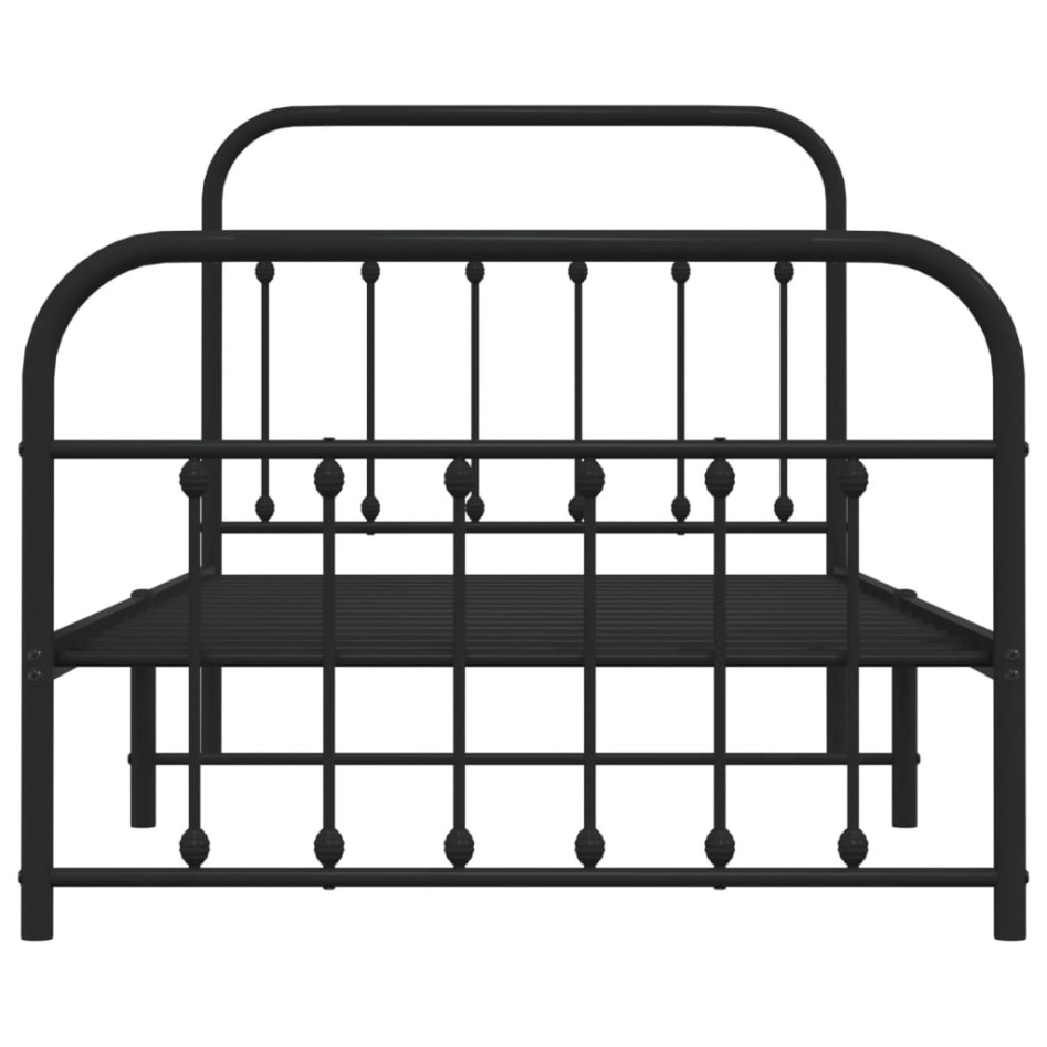 Estructura de cama con cabecero y estribo metal negro