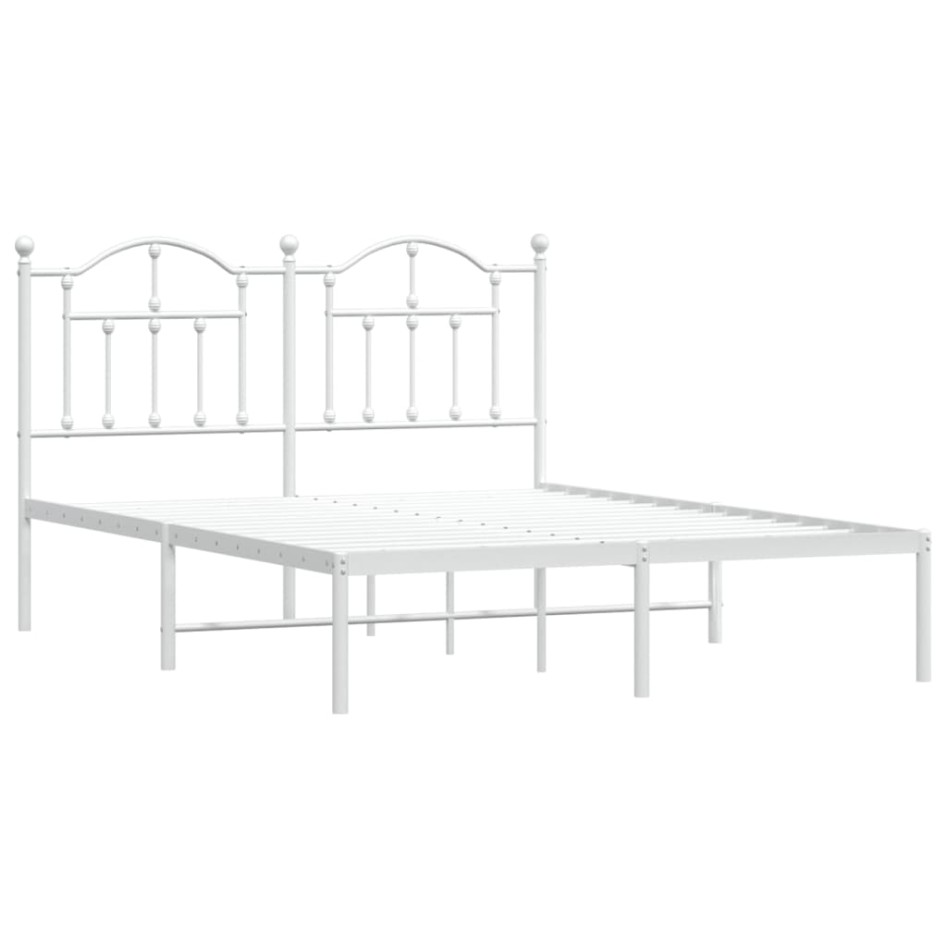 Estructura de cama de metal con cabecero blanca 135x190