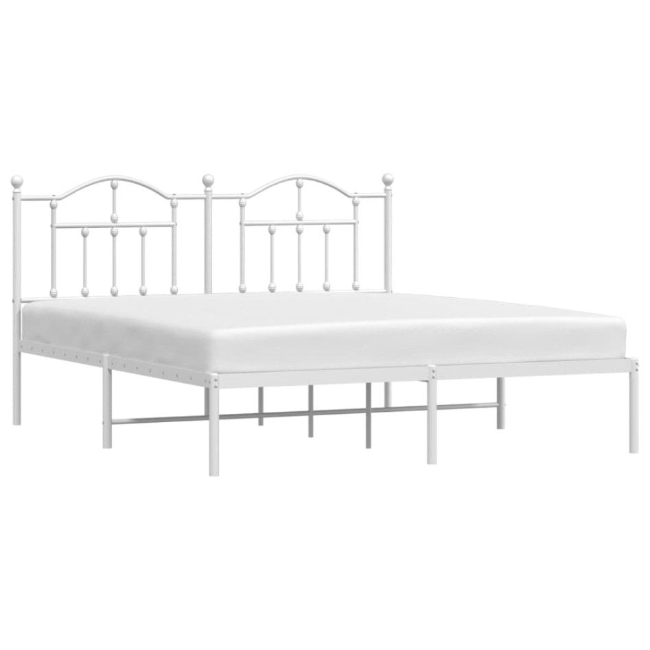 Estructura de cama de metal con cabecero blanco 183x213