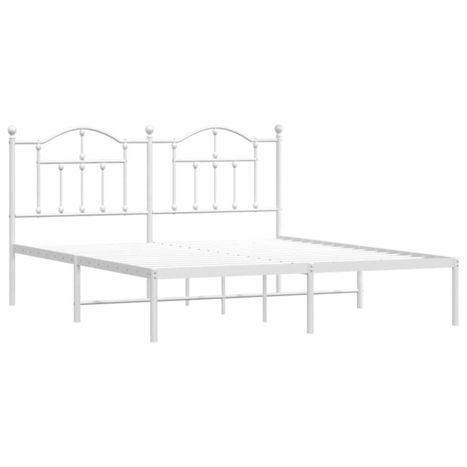 Estructura de cama de metal con cabecero blanco 183x213