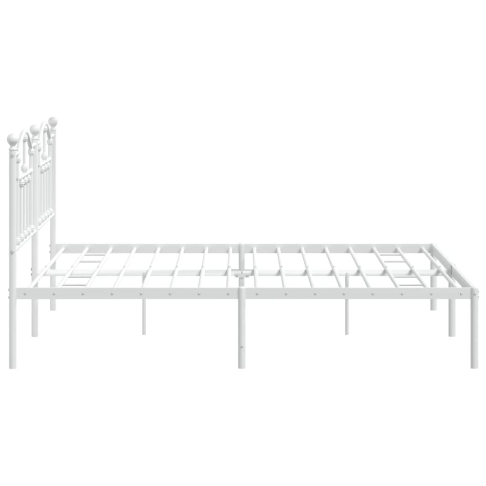 Estructura de cama de metal con cabecero blanco 183x213
