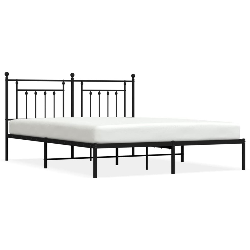 Estructura de cama con cabecero metal negro 183x213