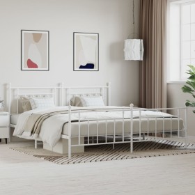 Estructura cama metal con cabecero y pie cama blanco 193x203