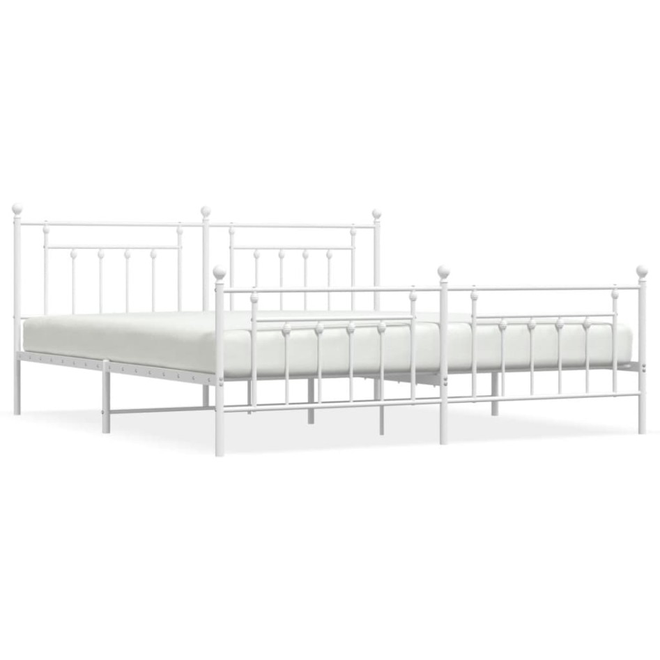 Estructura cama metal con cabecero y pie cama blanco 193x203