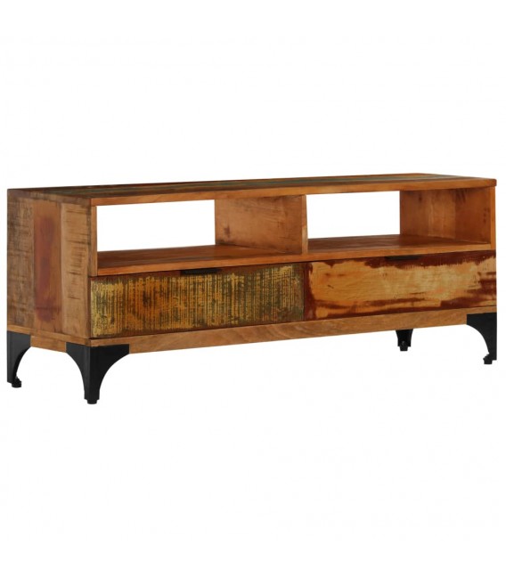 Mueble para la TV de madera maciza reciclada con 2 cajones