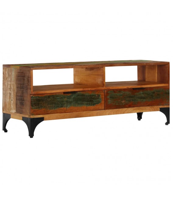 Mueble para la TV de madera maciza reciclada con 2 cajones