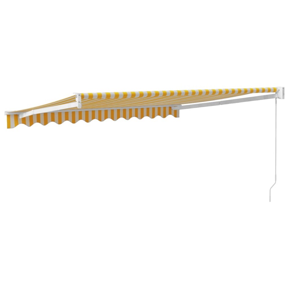 Toldo retráctil aluminio y tela amarillo y blanco 3,5x2,5