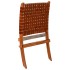 Silla plegable de tiras cruzadas de cuero auténtico