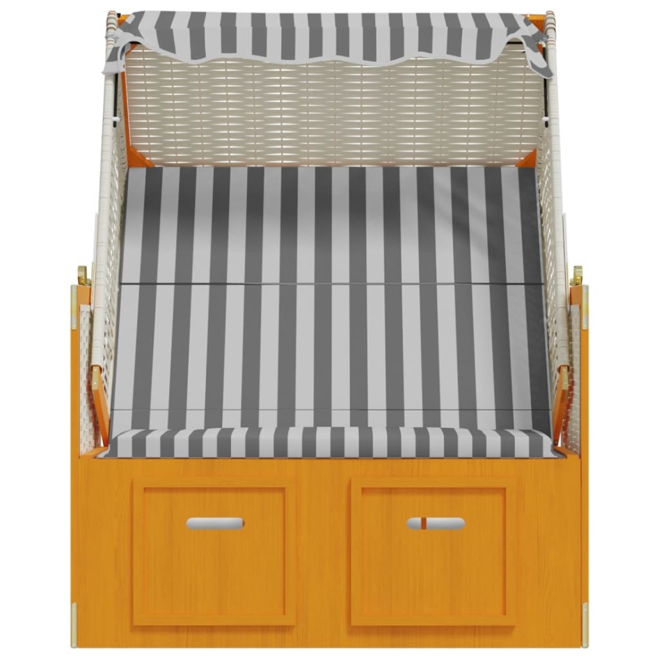 Silla playa Strandkorb dosel ratán sintético madera blanco