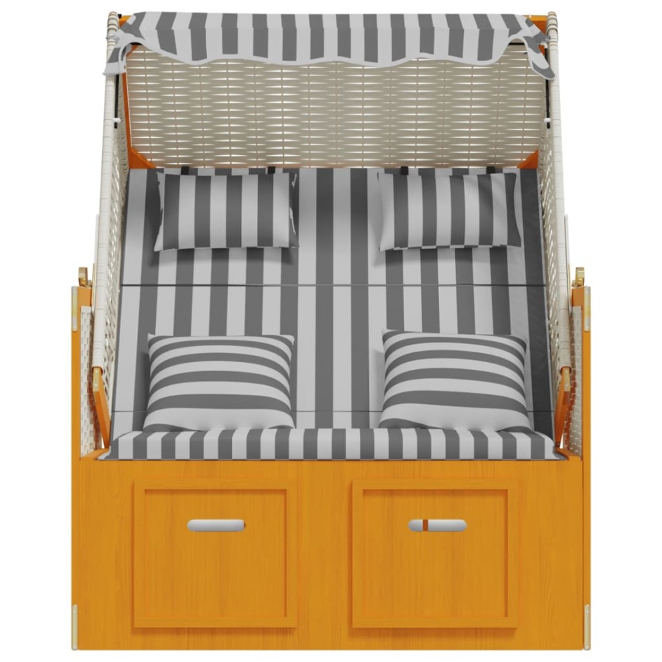 Silla Strandkorb con cojines ratán sintético madera blanco