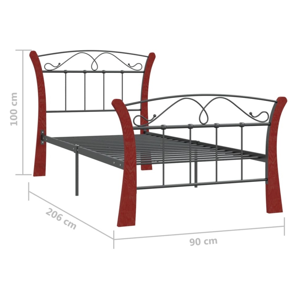 Estructura de cama de metal negra 90x200