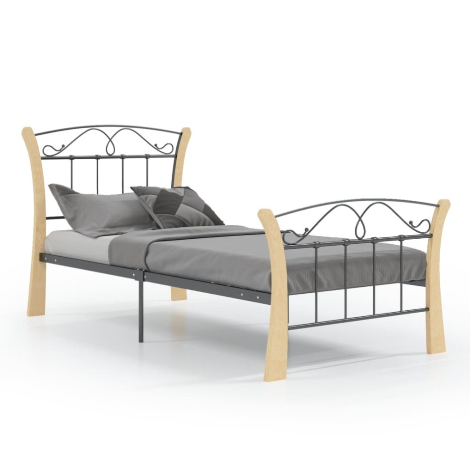 Estructura de cama de metal negra 90x200