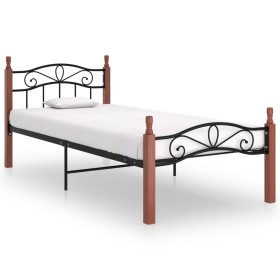 Estructura de cama metal y madera maciza de roble 90x200